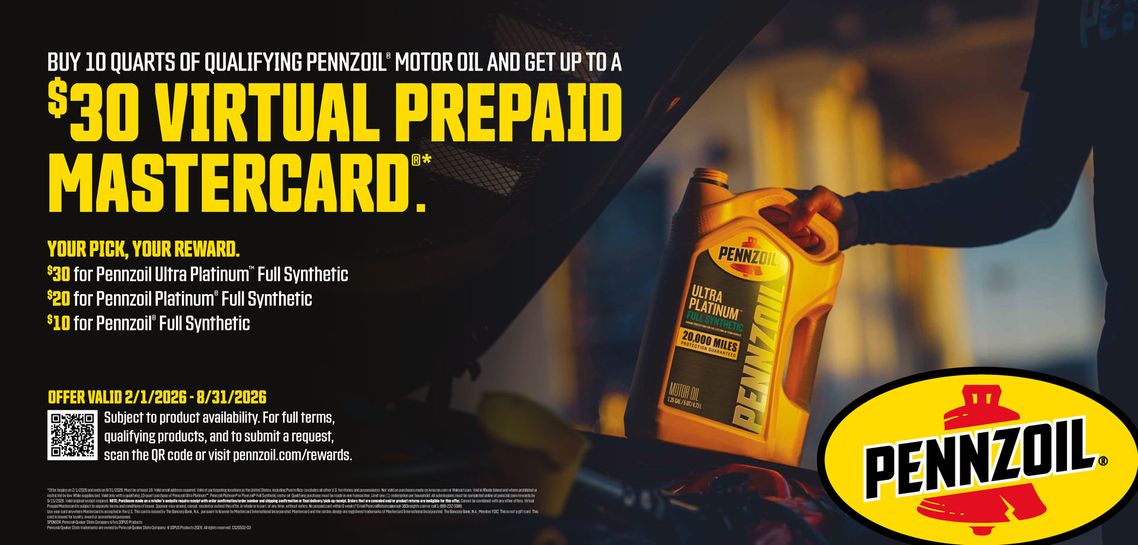 Pennzoil promotion &mdash; retail display and offer banner